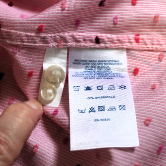 Land's End Pink Cotton Dotted Swiss Button Down Shirt, Size 12P - Picture 7 of 7